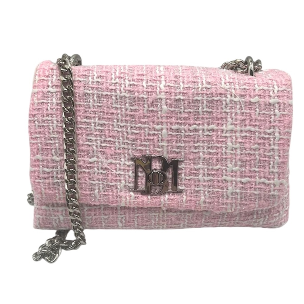 Badgley Mischka Pink Tweed Chain Shoulder Bag